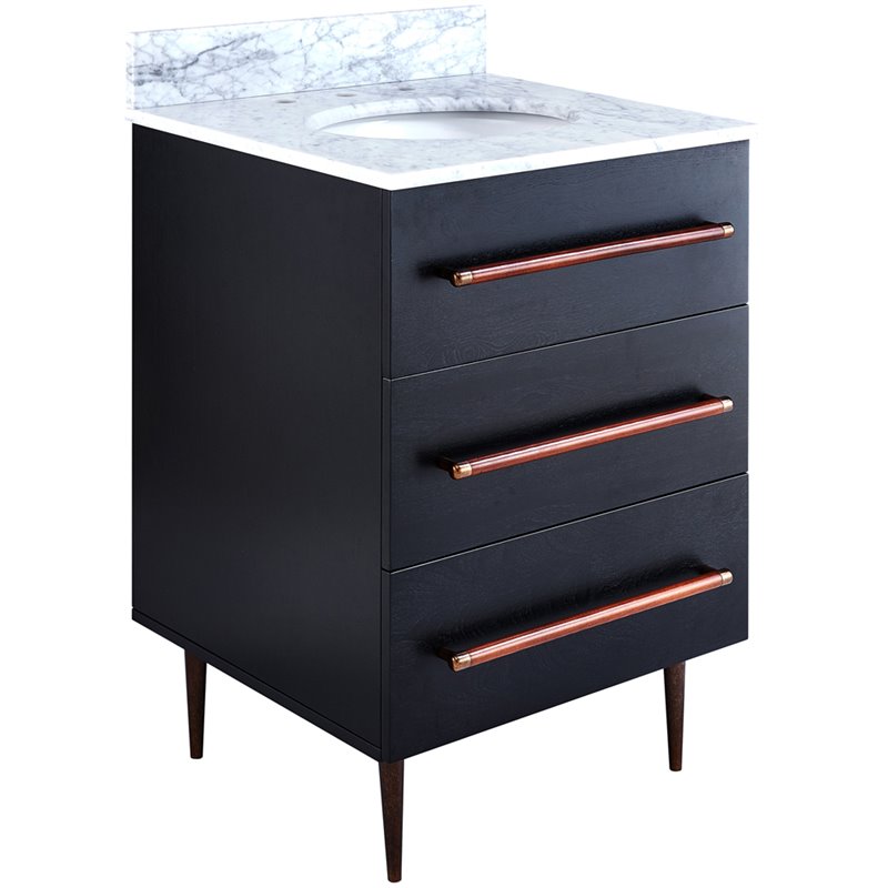 Southern Enterprises Yatesling 2 Drawer Marble Top Bathroom Vanity In Black Bt7887