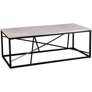 sei furniture arendale faux marble top accent coffee table in black