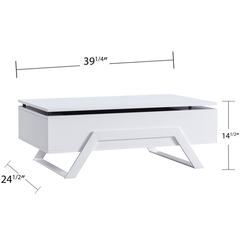 Southern Enterprises Lyra Lift Top Coffee Table In Fresh White Ck8530 Coffee Table In Fresh White, Evoque White High Gloss Coffee Table With Storage Drawers