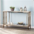 SEI Furniture Brexlyn Faux Stone Top Console Table in Champagne and White