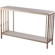 SEI Furniture Brexlyn Faux Stone Top Console Table in Champagne and White