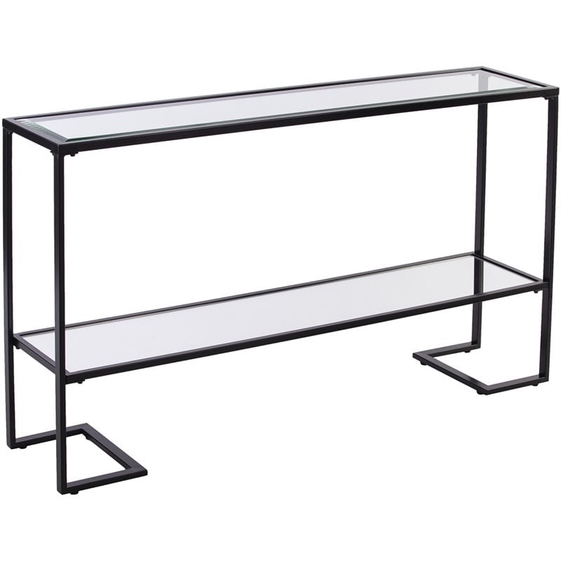 SEI Furniture Horten Glass Console Table in Black
