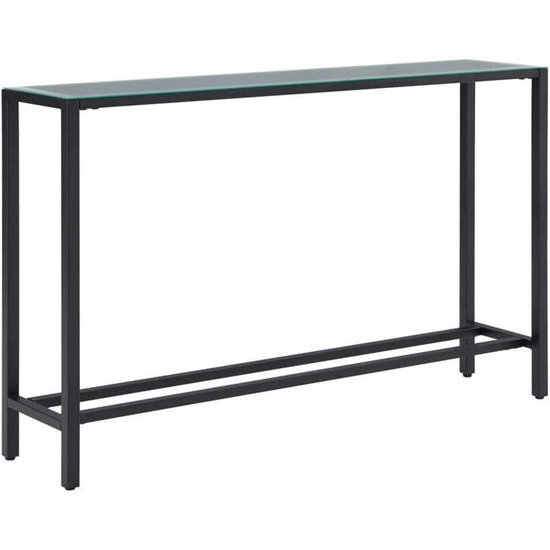 black console table glass top