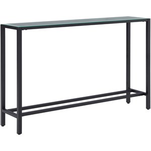 SEI Furniture Darrin 56&quot Glass Top Console Table in Black
