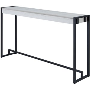 SEI Furniture Macen Wood Top Console Table in Distressed White and Black
