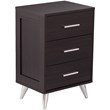 SEI Furniture Owen 3 Drawer Nightstand in Ebony and Chrome