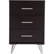 SEI Furniture Owen 3 Drawer Nightstand in Ebony and Chrome