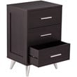 SEI Furniture Owen 3 Drawer Nightstand in Ebony and Chrome
