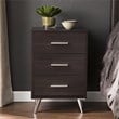 SEI Furniture Owen 3 Drawer Nightstand in Ebony and Chrome
