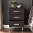SEI Furniture Owen 3 Drawer Nightstand in Ebony and Chrome