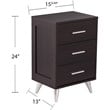 SEI Furniture Owen 3 Drawer Nightstand in Ebony and Chrome