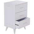 SEI Furniture Owen 3 Drawer Nightstand in White and Chrome