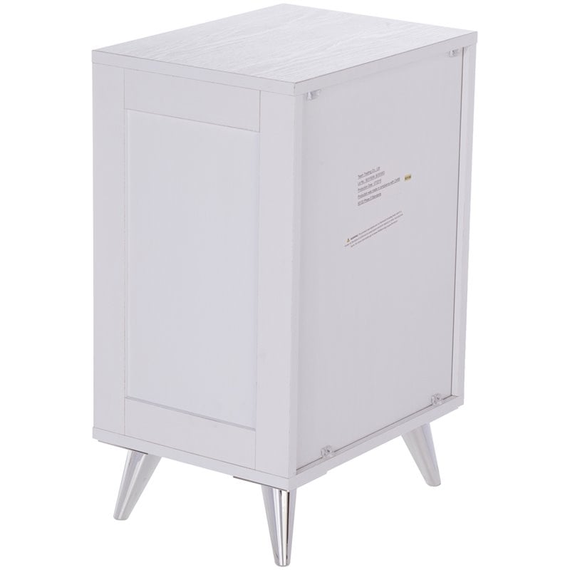 SEI Furniture Owen 3 Drawer Nightstand in White and Chrome