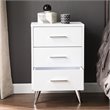 SEI Furniture Owen 3 Drawer Nightstand in White and Chrome