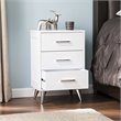 SEI Furniture Owen 3 Drawer Nightstand in White and Chrome