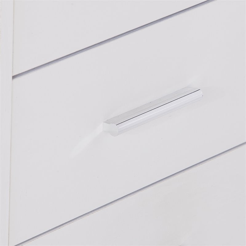 SEI Furniture Owen 3 Drawer Nightstand in White and Chrome