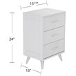 SEI Furniture Owen 3 Drawer Nightstand in White and Chrome