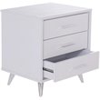 SEI Furniture Oren 3 Drawer Nightstand in White and Chrome