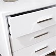 SEI Furniture Oren 3 Drawer Nightstand in White and Chrome