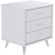 SEI Furniture Oren 3 Drawer Nightstand in White and Chrome