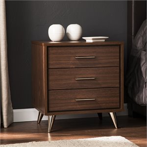 SEI Furniture Oren 3 Drawer Nightstand in Walnut