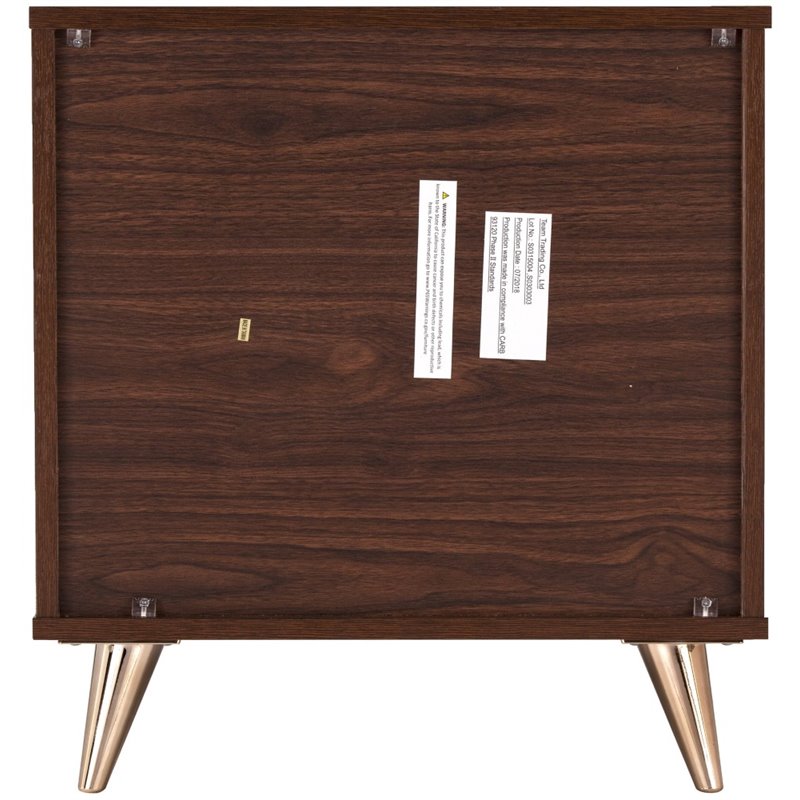 SEI Furniture Oren 3 Drawer Nightstand in Walnut