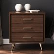 SEI Furniture Oren 3 Drawer Nightstand in Walnut