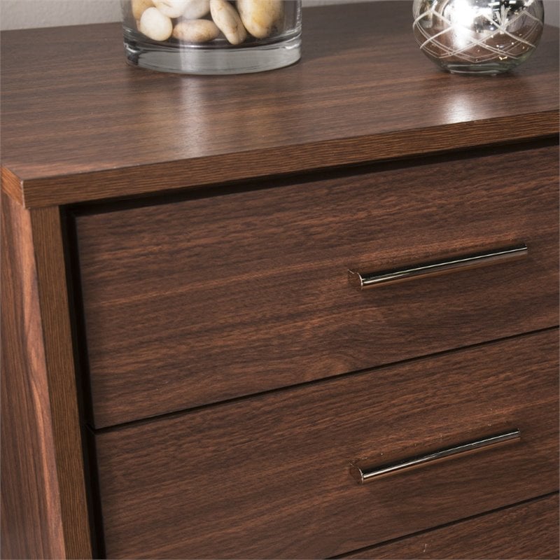 SEI Furniture Oren 3 Drawer Nightstand in Walnut