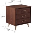SEI Furniture Oren 3 Drawer Nightstand in Walnut