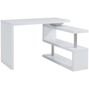 sei furniture yates adjustable corner writing desk in white and chrome