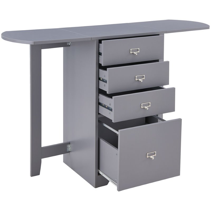 SEI Furniture Jeannie 4 Drawer Folding Vertical File in Gray