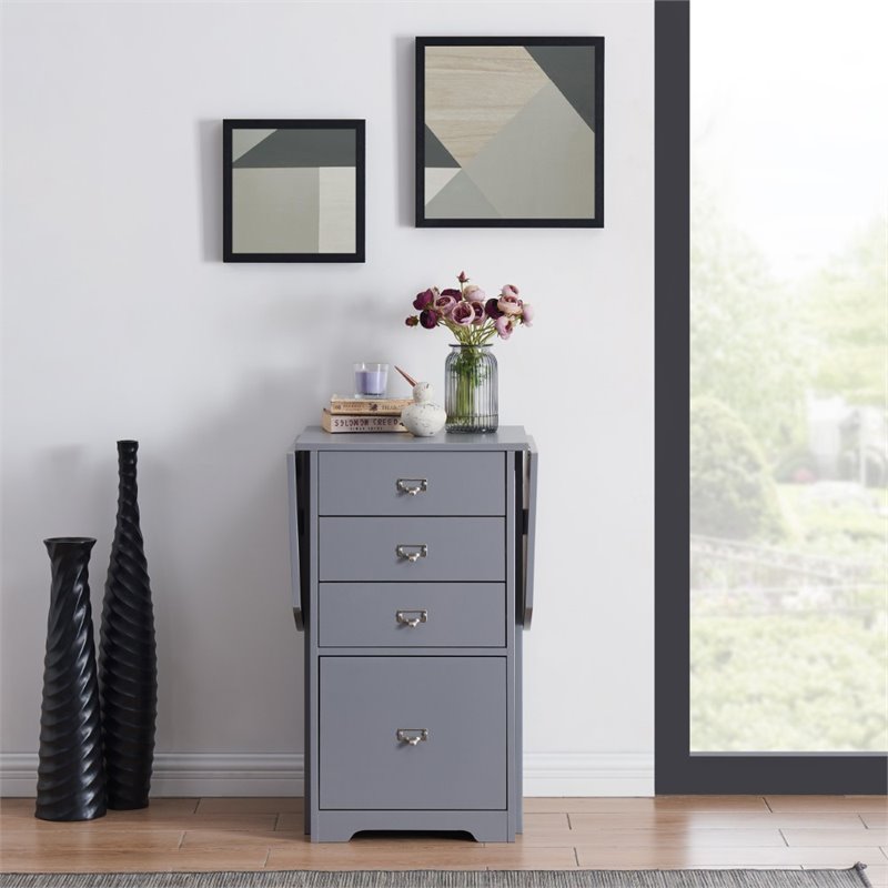 SEI Furniture Jeannie 4 Drawer Folding Vertical File in Gray