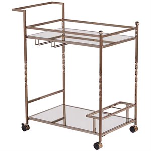 sei furniture ivers mirrored metal bar cart