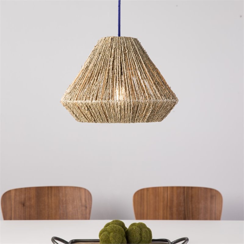 SEI Furniture Lamont Woven Seagrass Pendant Lamp Shade in Natural