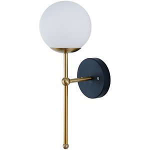 sei furniture cyder wall sconce in white and antique brass