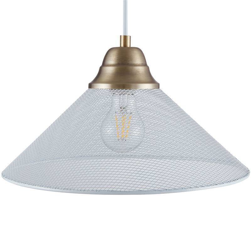 Southern Enterprises Bachman Mini Metal Mesh Pendant Lamp in White LT8216