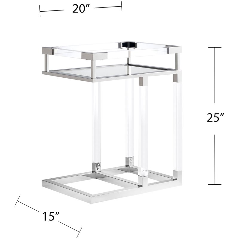 SEI Furniture Kansal Mirrored Top End Table in Polished Nickel