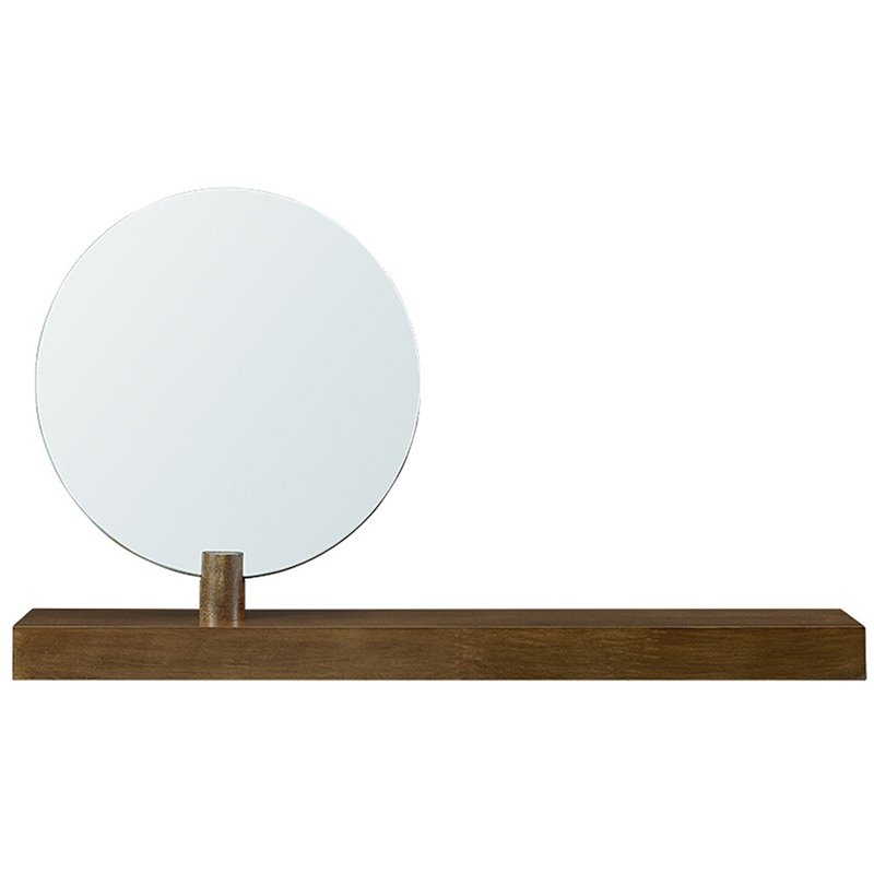 SEI Furniture Amivon Wall Display Shelf with Mirror in Sienna