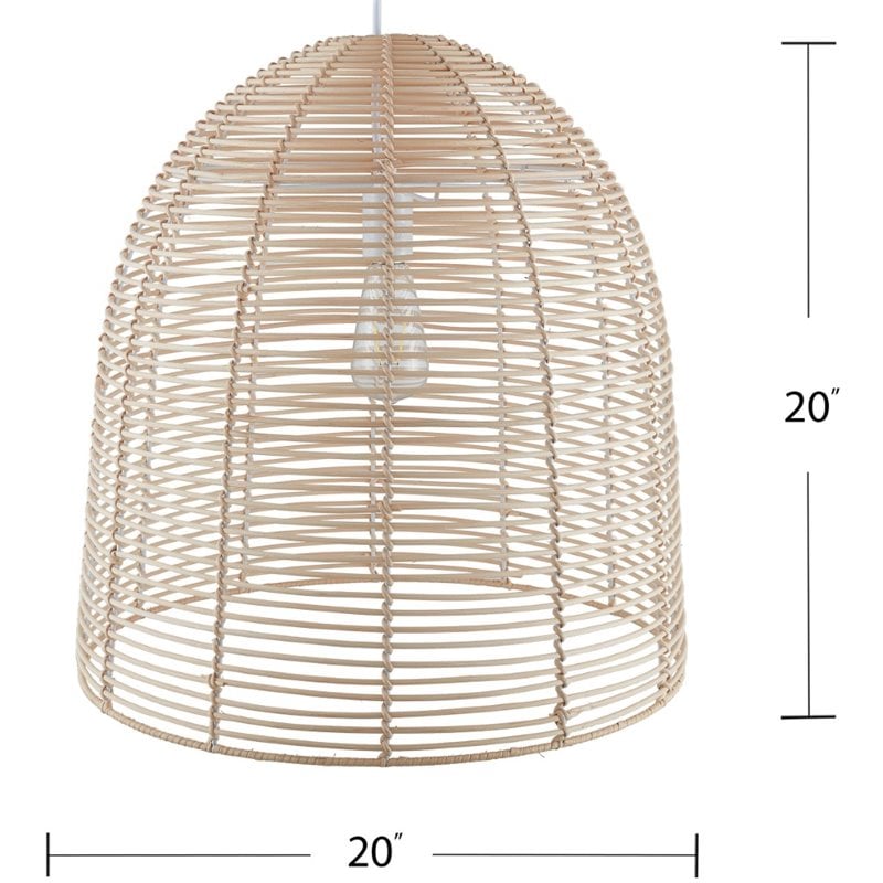 SEI Furniture Formosa Coastal Rattan Cage Pendant Lamp in Natural