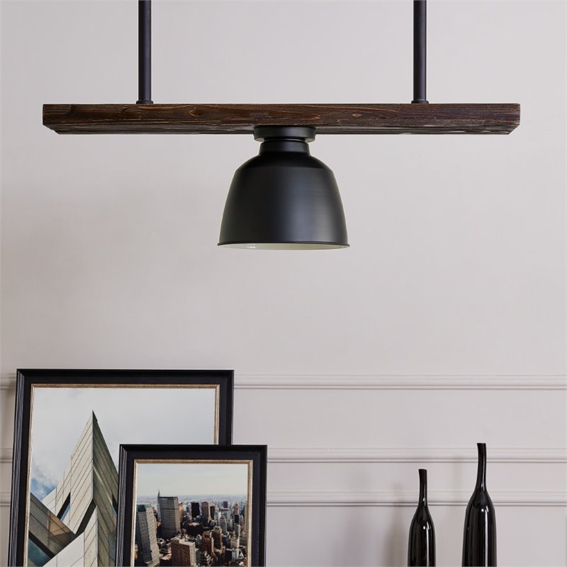 SEI Furniture Averni Industrial Metal Dome Flush Mount in Black