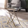 SEI Furniture Meridino Folding Glass Top Tray Table in Champagne Copper