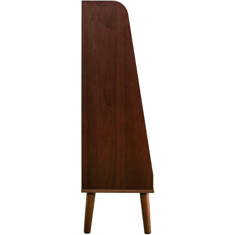 SEI Furniture Berritza 4 Shelf Mid Century Modern Wood Bookcase in Walnut