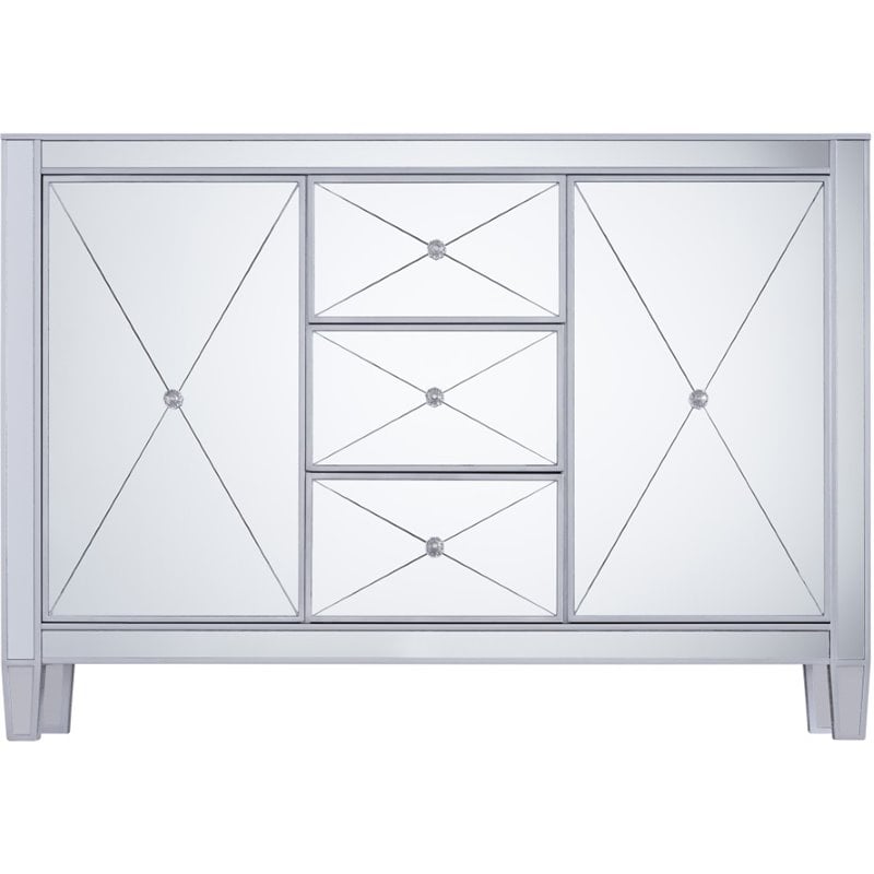 SEI Furniture Mirage 2 Door Mirrored Sideboard in Matte Silver