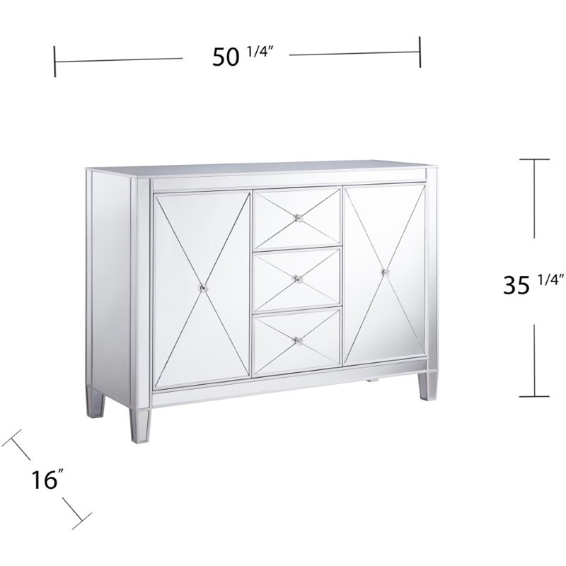 SEI Furniture Mirage 2 Door Mirrored Sideboard in Matte Silver