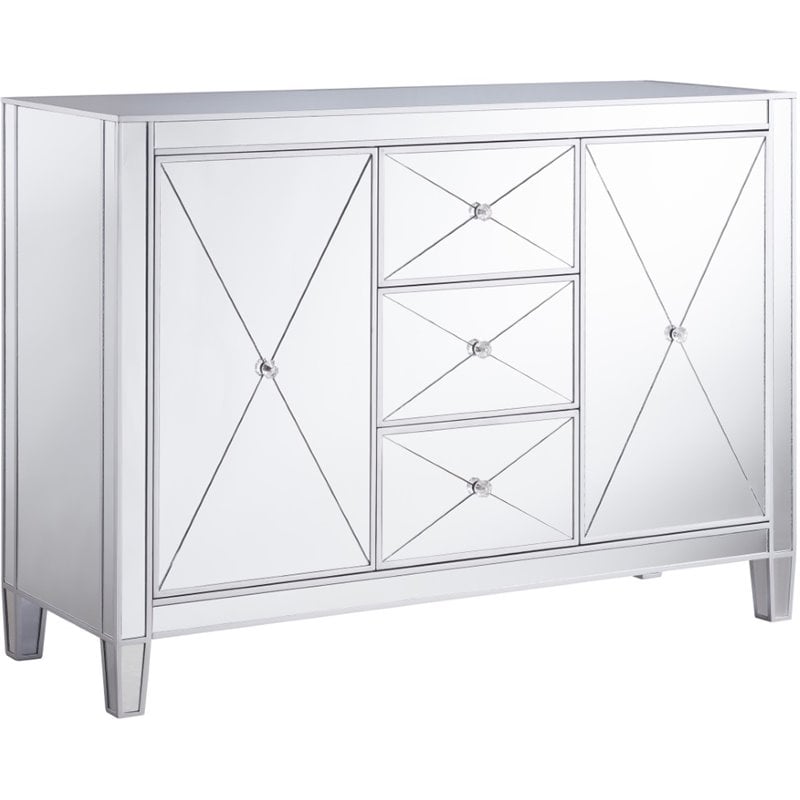 SEI Furniture Mirage 2 Door Mirrored Sideboard in Matte Silver