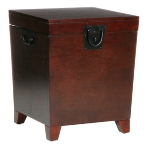 SEI Furniture Wood Espresso Square Pyramid Trunk End Table