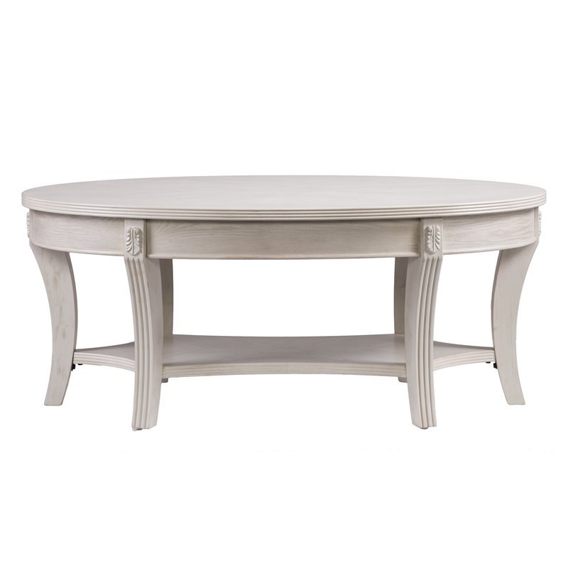 Southern Enterprises Laverly Traditional Oval Cocktail Table in Whitewash | Cymax Business