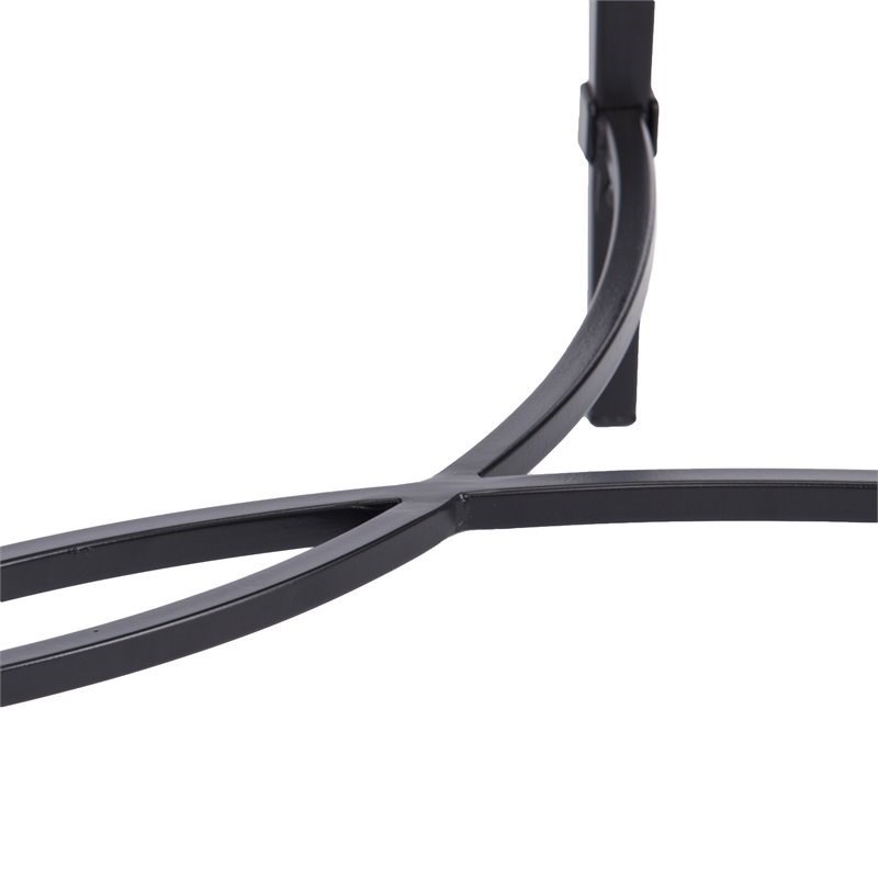 SEI Furniture Quinton Oval Glass Top Cocktail Table in Black