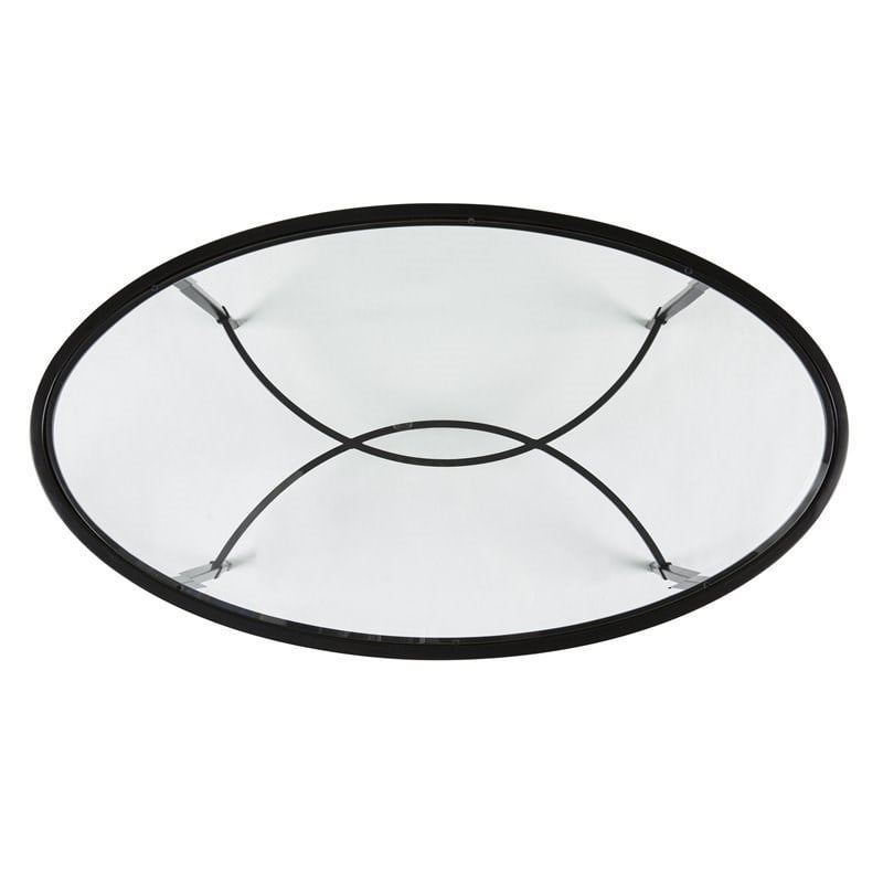 SEI Furniture Quinton Oval Glass Top Cocktail Table in Black