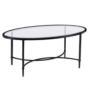 sei furniture quinton oval glass top coffee table